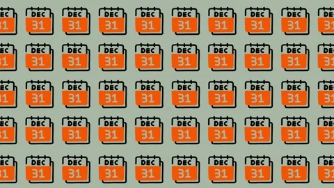 Repetitive Pattern of December 31st Calendar Icons. Stock Footage 325389540