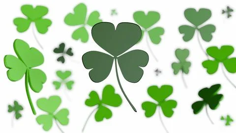 A repetitive pattern of green three-leaf clovers or shamrocks. イラスト素材