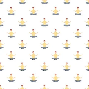 Repetitive pattern of man meditating in yoga pose Stock Illustration