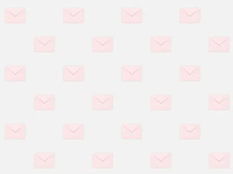 Repetitive pattern of pink mail envelopes Stock Photos