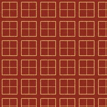 Repetitive red framed windows pattern design on brown background illustration Stock Illustration