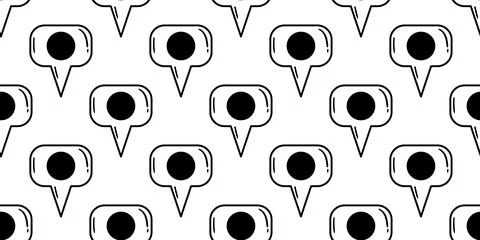 A repetitive seamless pattern featuring black and white doodle-style locati.. Stock Illustration