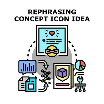 Rephrasing concept development and idea transformation process Stock Illustration