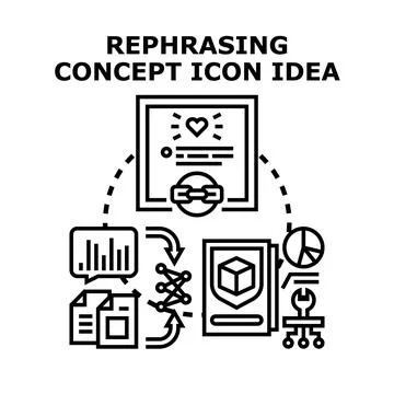 Rephrasing concept development and idea transformation process Stock Illustration