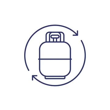 Replace gas cylinder, LPG tank line icon Stock Illustration