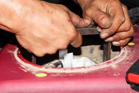 Replace the gasoline filter Fotos de archivo