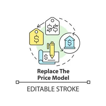 Replace price model concept icon Stock Illustration
