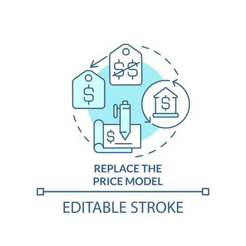 Replace price model turquoise concept icon Stock Illustration