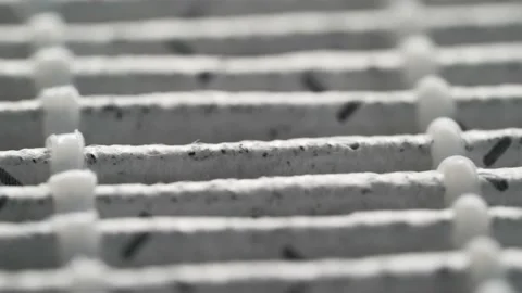 Replaceable HEPA air filter. New filter for air purification from fine dust and Stock Footage 171910857