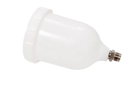 Replaceable white tank for the spray gun isolated on white background. select Fotos de archivo