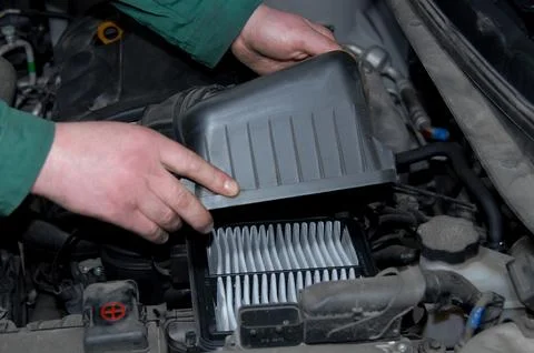 Replacement of air filter 写真素材