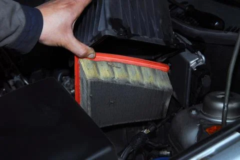 Replacement of air filter Stock Photos