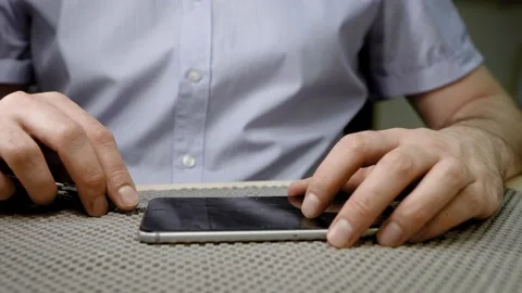 Replacement of a broken smartphone display Stock Footage 137688986
