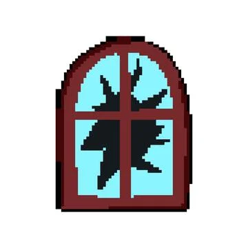 Replacement broken wood windows pixel art vector illustration Stock Illustration