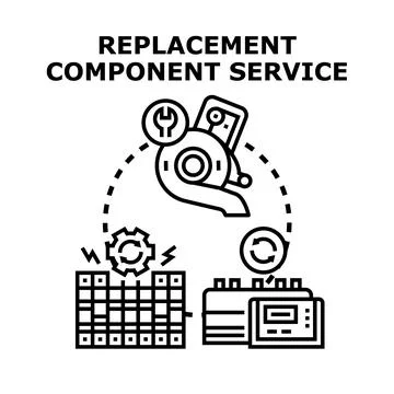 Replacement component service providing technical support and repair Stock Illustration