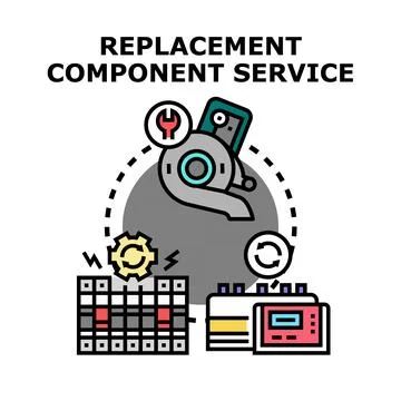 Replacement component service providing technical support and repair Ilustración de archivo