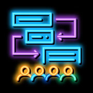 Replacement components of algorithm neon glow icon illustration Stock-Illustration