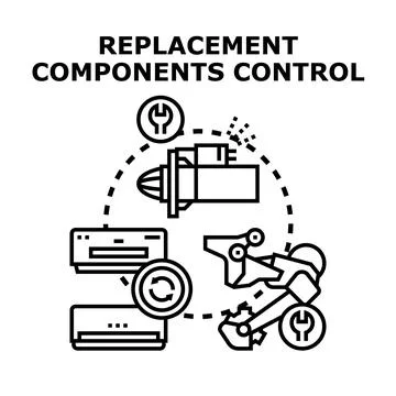 Replacement components control concept for maintenance service Illustrazione stock