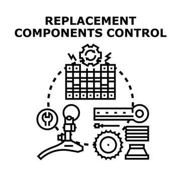 Replacement components control process planning management icon Stock Illustration