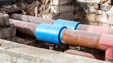 Replacement of heating pipes and modernization of the heating system Stock Footage 163808763