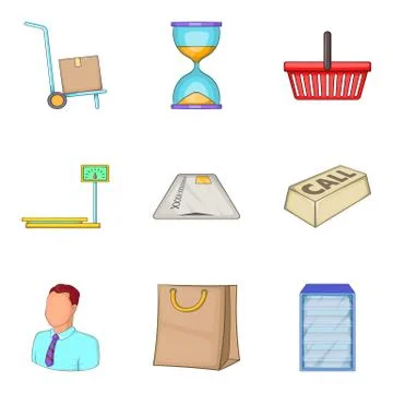 Replacement icons set, cartoon style Stock Illustration