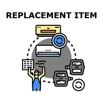 Replacement item process for broken equipment or parts Stock Illustration