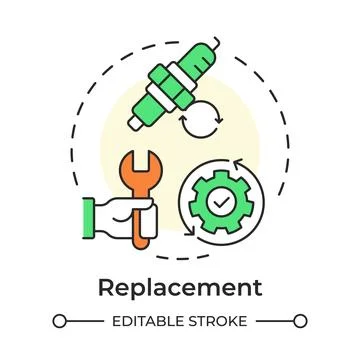 Replacement multi color concept icon Stock Illustration
