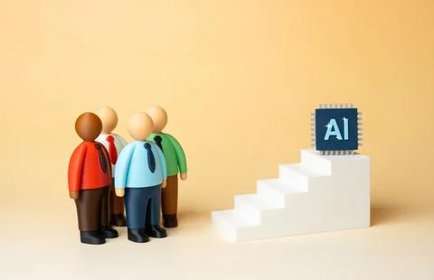 Replacement of office workers with AI tools. Management replacement with ar.. Stock Photos
