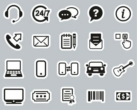 Replacement Or Exchange Icons Black &amp; White Sticker Set Big Stock Illustration