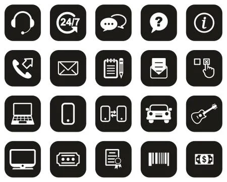Replacement Or Exchange Icons White On Black Flat Design Set Big Stockillustratie