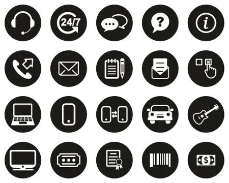 Replacement Or Exchange Icons White On Black Flat Design Circle Set Big Stockillustratie
