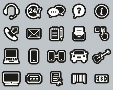 Replacement Or Exchange Icons White On Black Sticker Set Big Stock Illustration