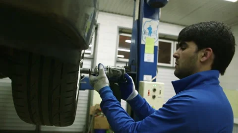 Replacement tires in garage Stock Footage 62479527