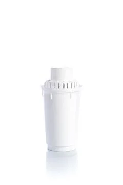 Replacement water filter on white background with reflection Stock Photos