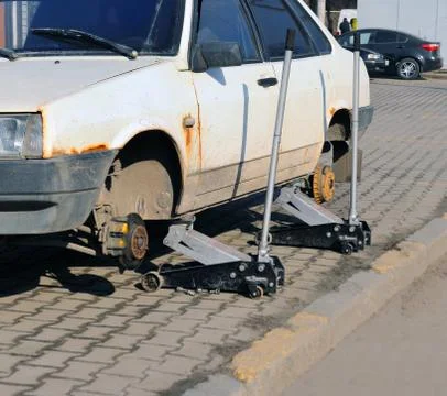 Replacement of wheels Stock Photos