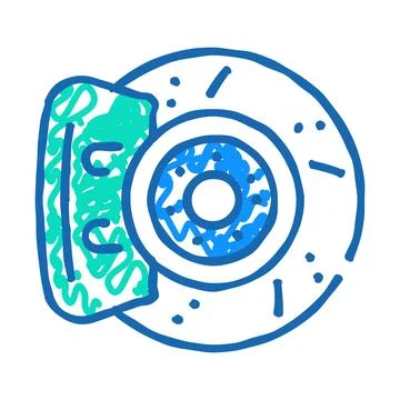 Replacing brake discs icon doodle illustration Stock Illustration