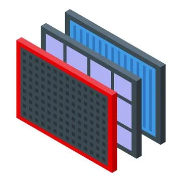 Replacing car cabin air filter showing layers of filtration イラスト素材