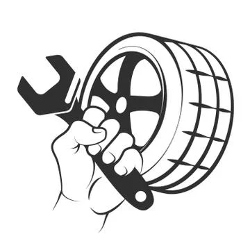 Replacing the car tire symbol Stock Illustration