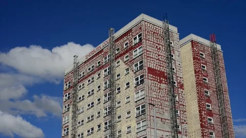Replacing cladding on office block in leeds uk Stock Footage 202125646