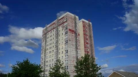 Replacing cladding on office block in leeds uk Stock Footage 202125875