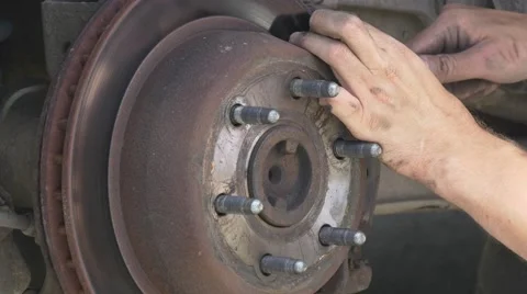 Replacing damaged shoe of a break Stock Footage 67599696