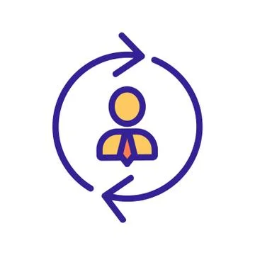 Replacing the employee icon vector. Isolated contour symbol illustration Illustrazione stock