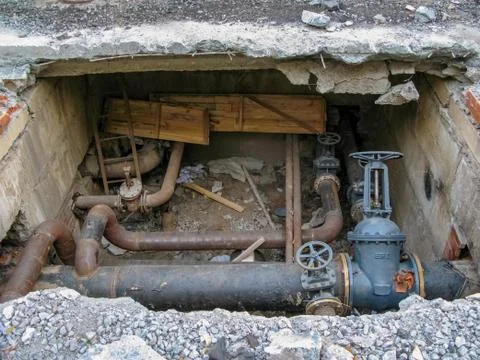 Replacing the gate valves underground Stock Photos