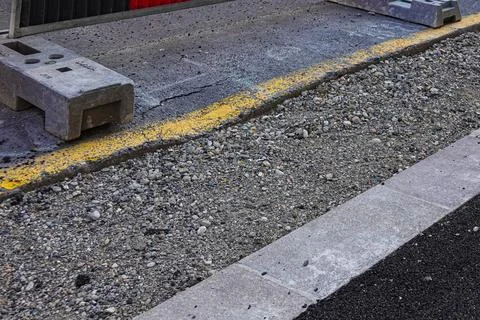 Replacing the old road surface with new asphalt Stock Photos