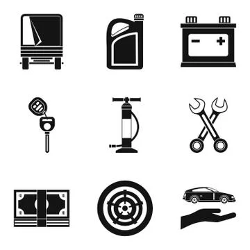 Replacing part icons set, simple style Stock Illustration