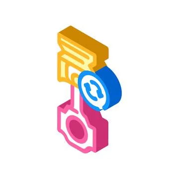 Replacing piston isometric icon vector illustration 库存插图