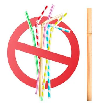 Replacing plastic tubing with reusable wooden and bamboo eco straws for 스톡 일러스트