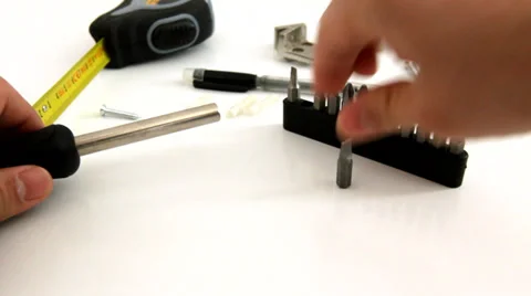 Replacing Screwdriver head Video stock 38286221