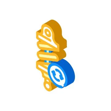 Replacing shock absorber isometric icon vector illustration 库存插图