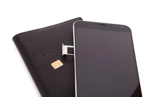 Replacing the SIM card in the phone Stock Photos